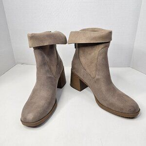 Sun Stone Women Ankle Boots Brown Block High Heel Size 10M Zip Up Booties